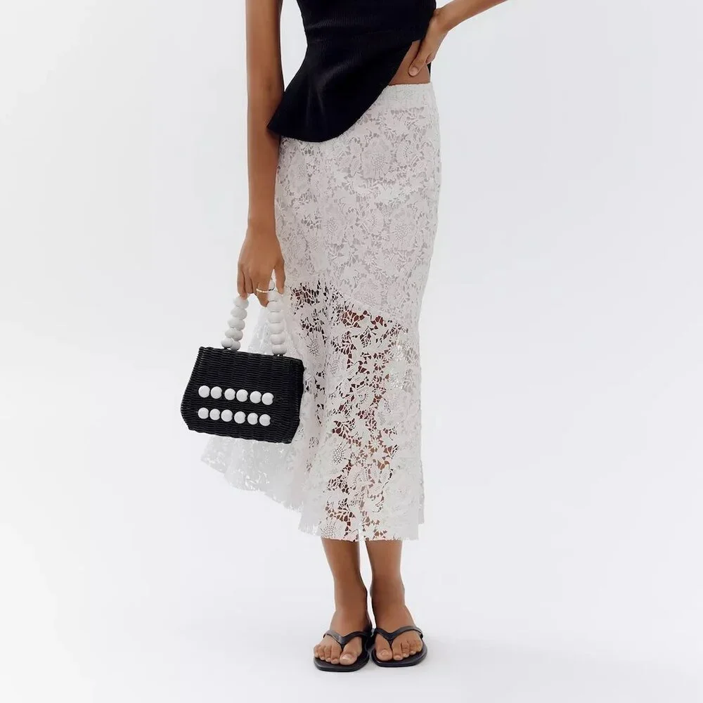 Avec Les Filles | Flared Lace Midi Skirt | NWT - Picture 3 of 8